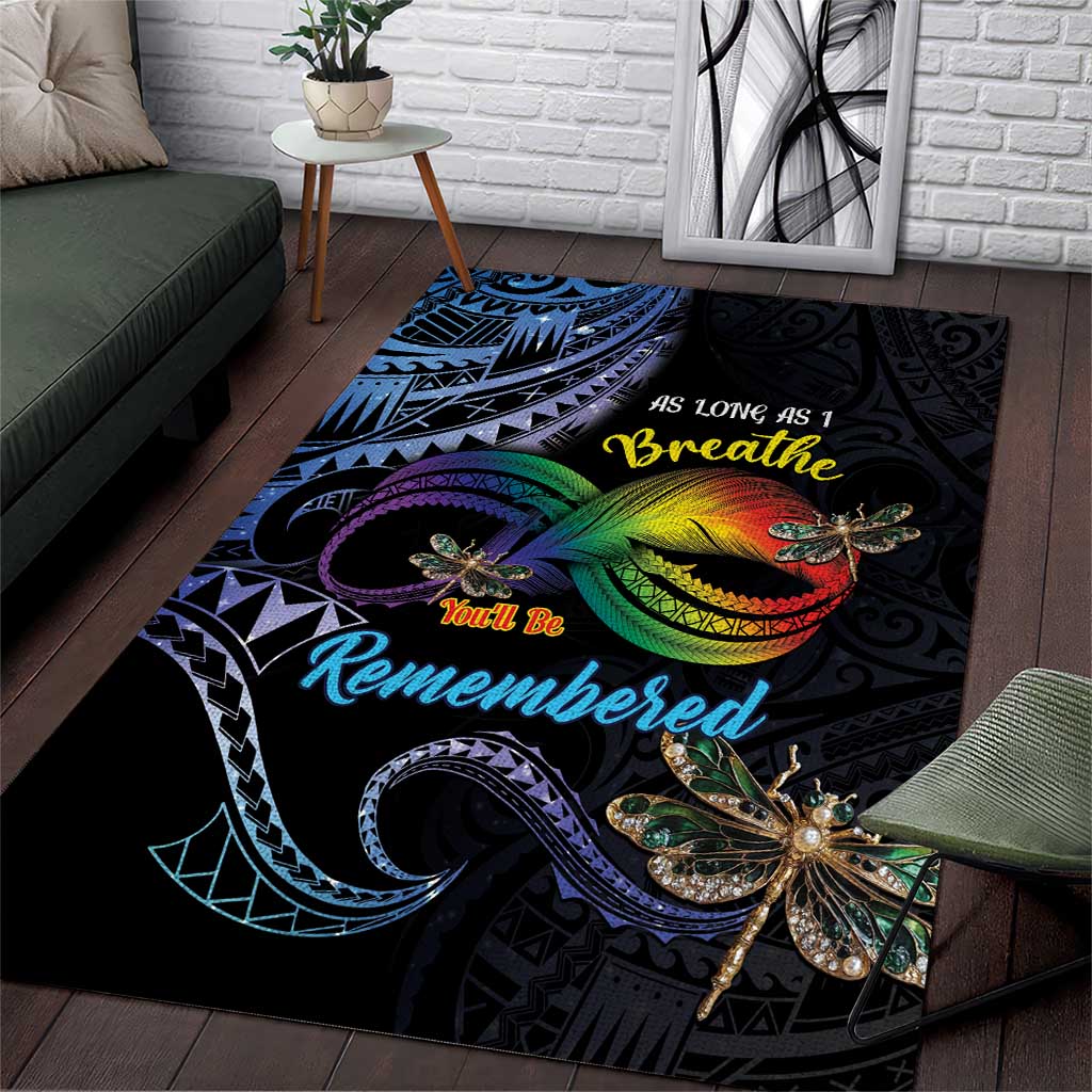 Polynesian Memorial Area Rug As Long As I Breathe You'll Be Remembered LT01 Colorful - Polynesian Pride