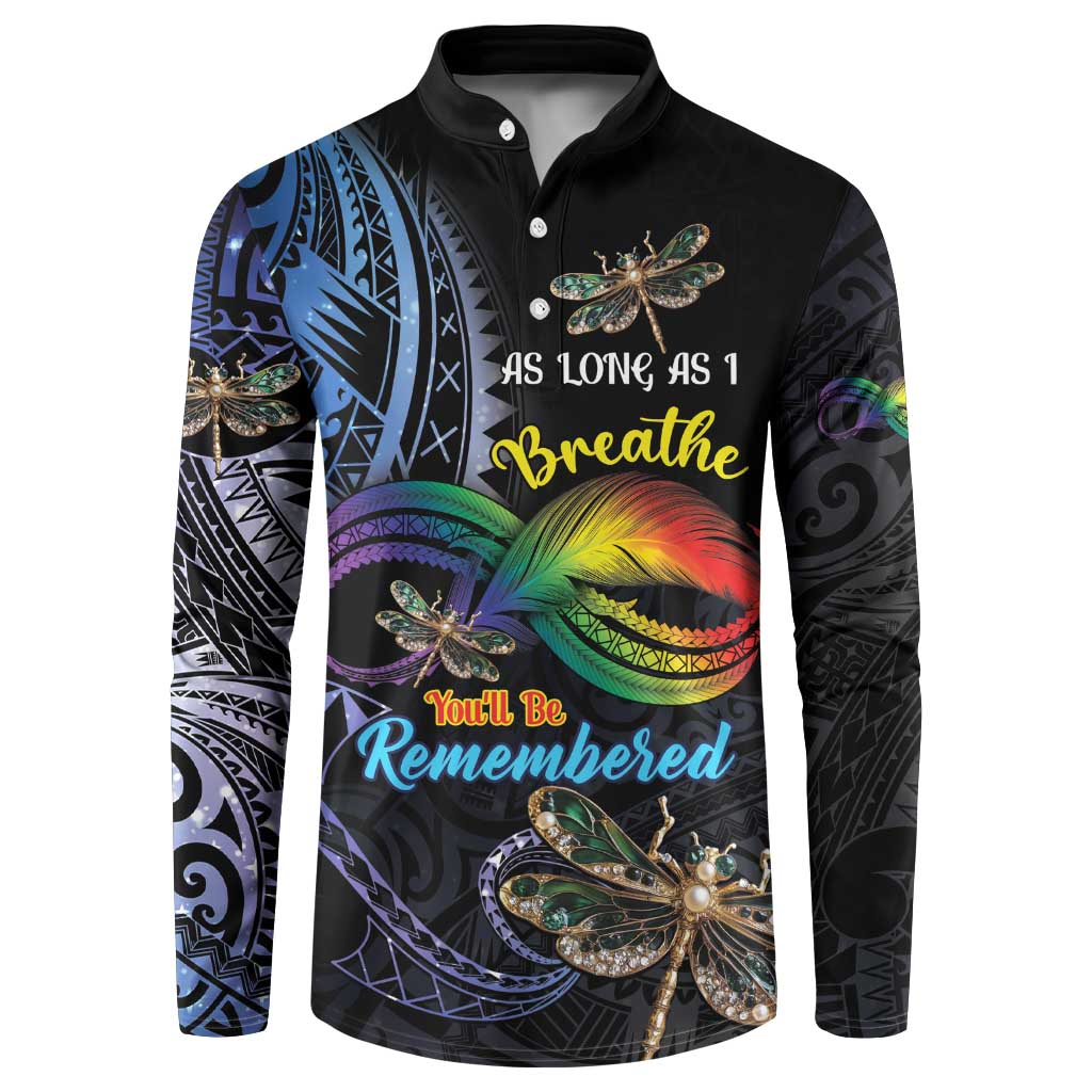 Personalised Polynesian Memorial Button Sweatshirt As Long As I Breathe You'll Be Remembered LT01 Colorful - Polynesian Pride