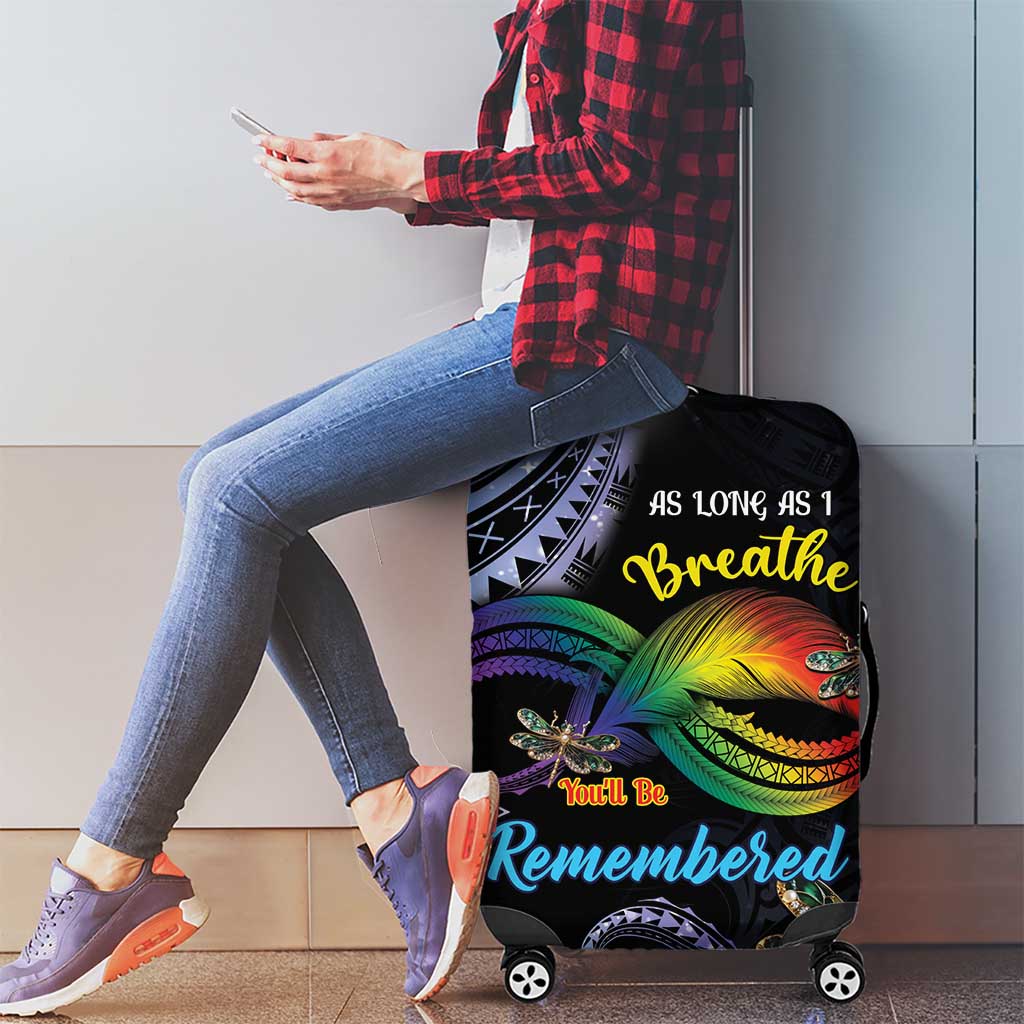 Polynesian Memorial Luggage Cover As Long As I Breathe You'll Be Remembered LT01 - Polynesian Pride