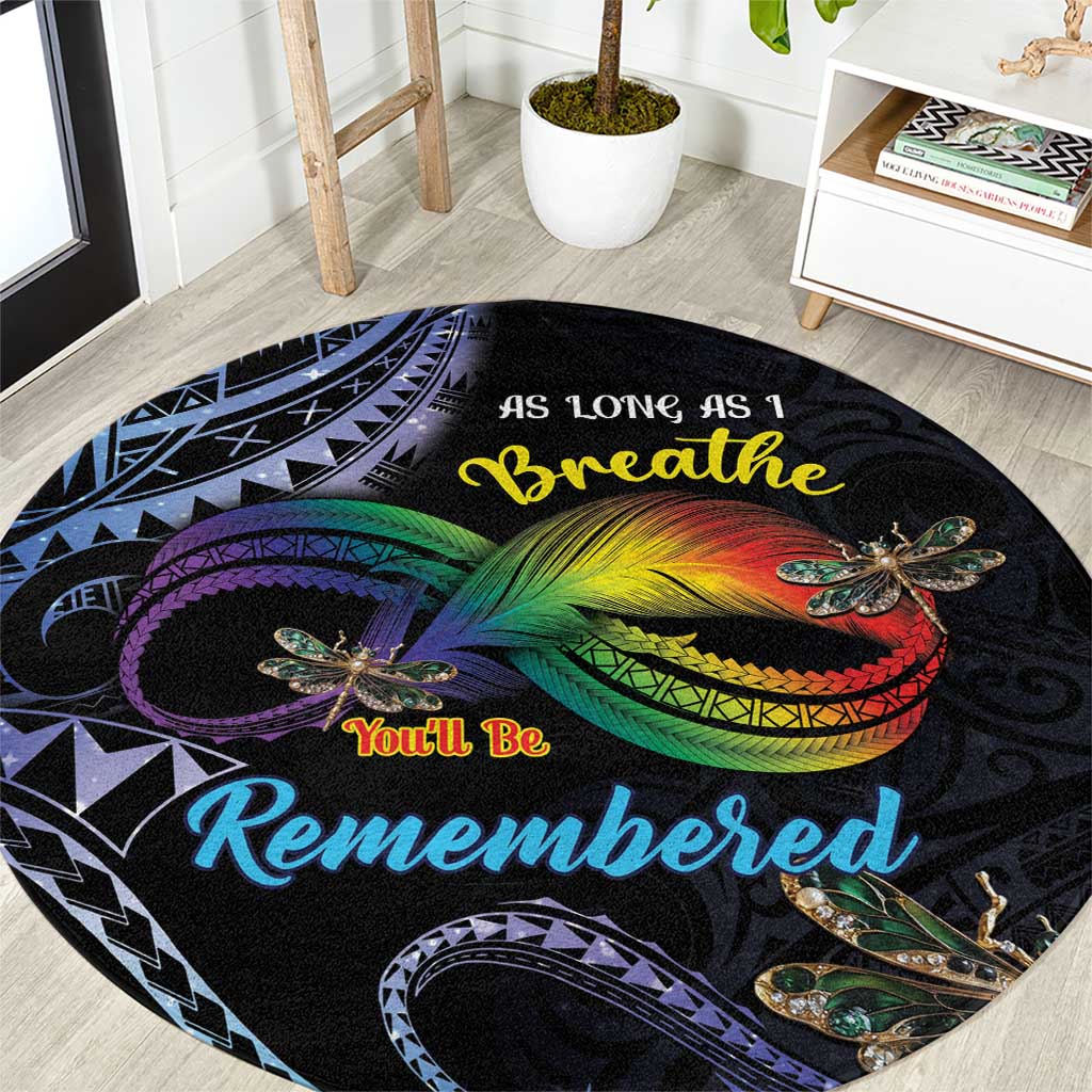 Polynesian Memorial Round Carpet As Long As I Breathe You'll Be Remembered LT01 Colorful - Polynesian Pride