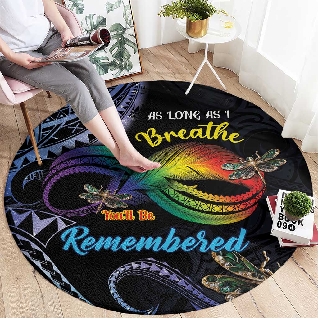 Polynesian Memorial Round Carpet As Long As I Breathe You'll Be Remembered LT01 - Polynesian Pride