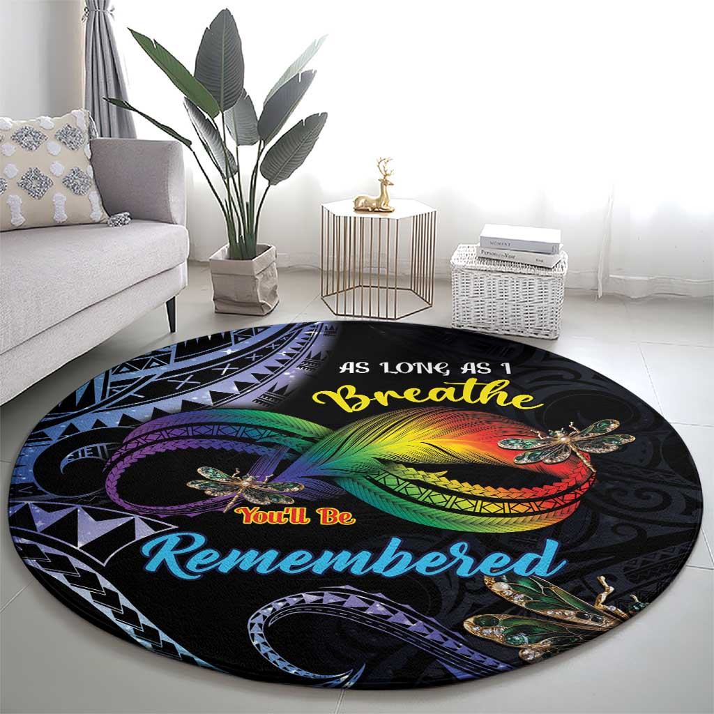 Polynesian Memorial Round Carpet As Long As I Breathe You'll Be Remembered LT01 - Polynesian Pride