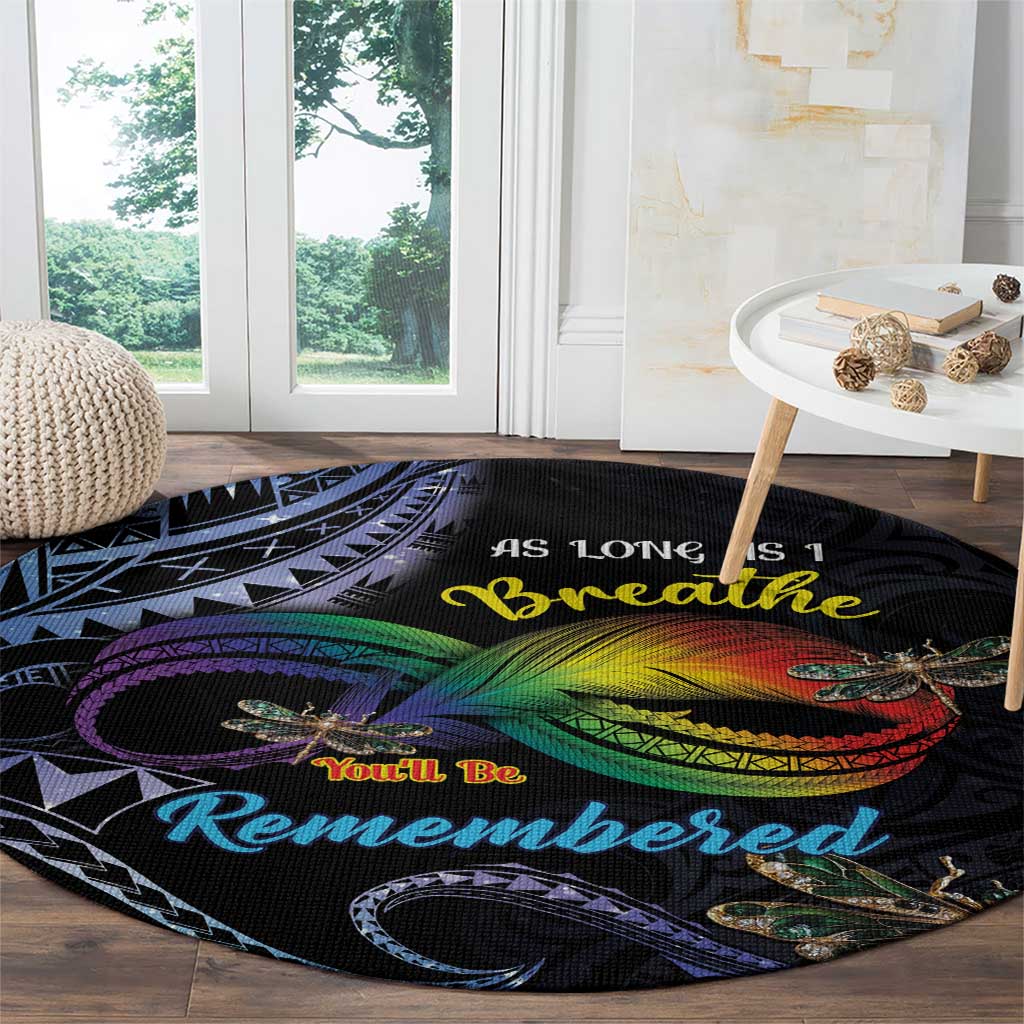 Polynesian Memorial Round Carpet As Long As I Breathe You'll Be Remembered LT01 - Polynesian Pride