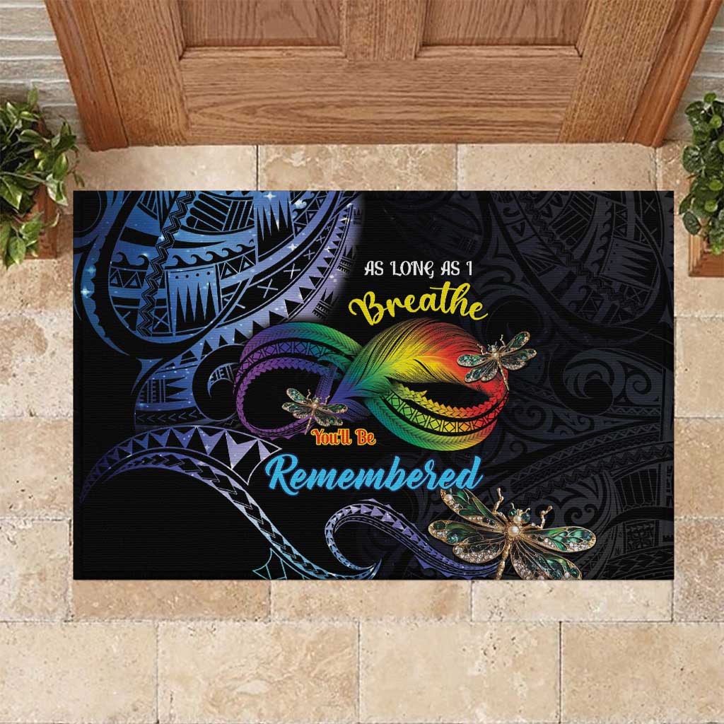 Polynesian Memorial Rubber Doormat As Long As I Breathe You'll Be Remembered LT01 Colorful - Polynesian Pride