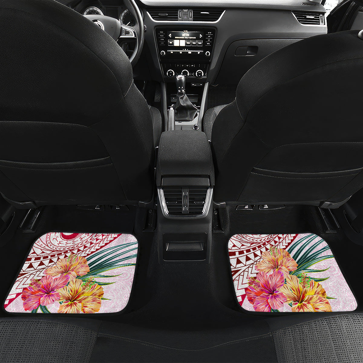 Pasifika Festival Car Mats Tribal Pattern Tropical Style LT01 Set 2pcs - Back Pink - Polynesian Pride