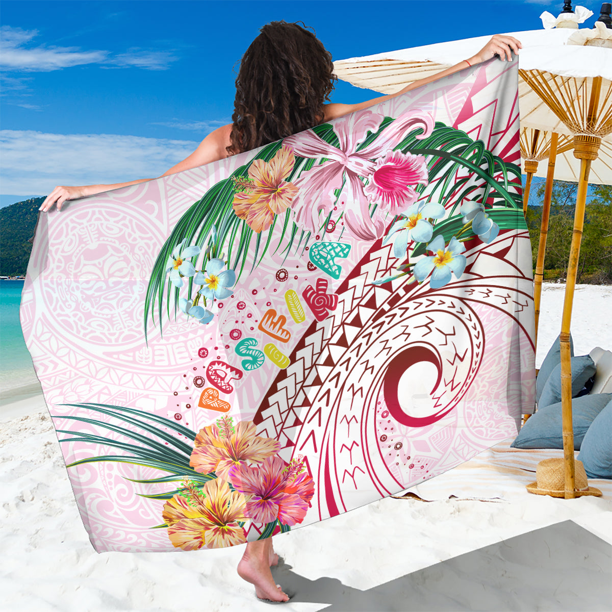 Pasifika Festival Sarong Tribal Pattern Tropical Style LT01 One Size 44 x 66 inches Pink - Polynesian Pride