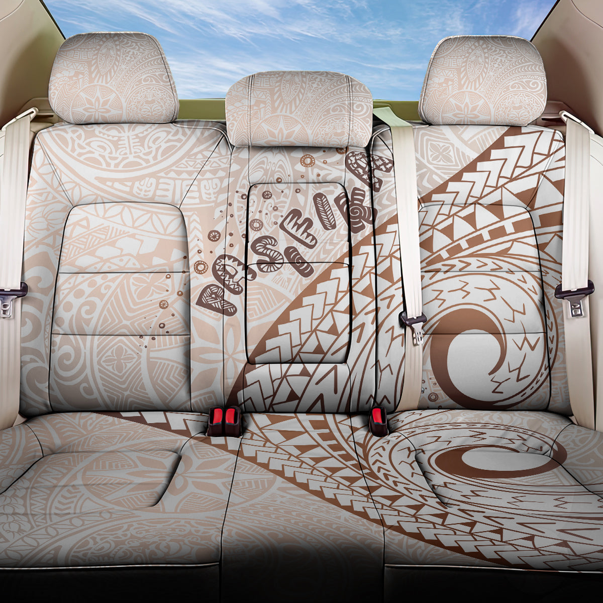 Pasifika Festival Back Car Seat Cover Vintage Tribal Pattern LT01 One Size Brown - Polynesian Pride