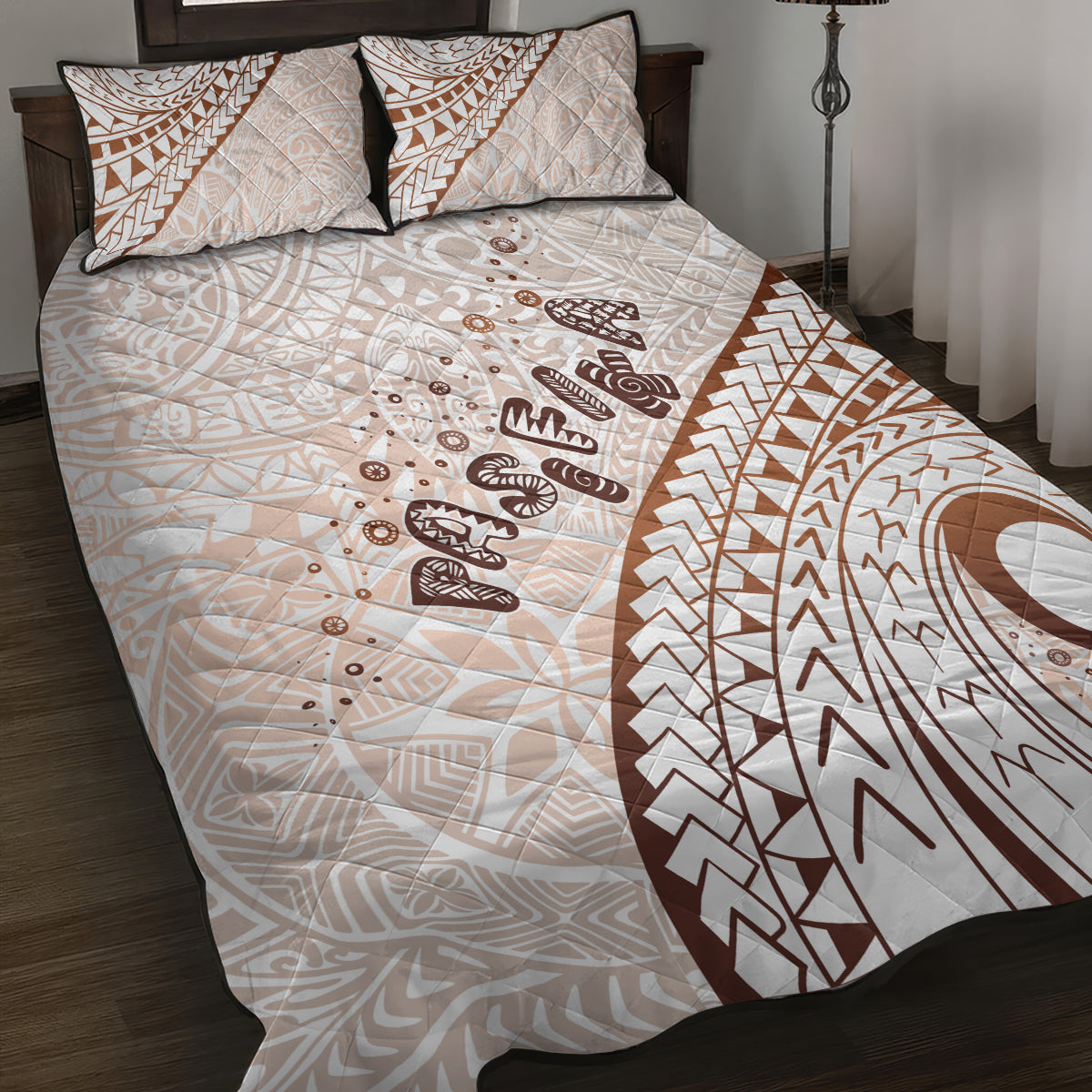 Pasifika Festival Quilt Bed Set Vintage Tribal Pattern LT01 Brown - Polynesian Pride