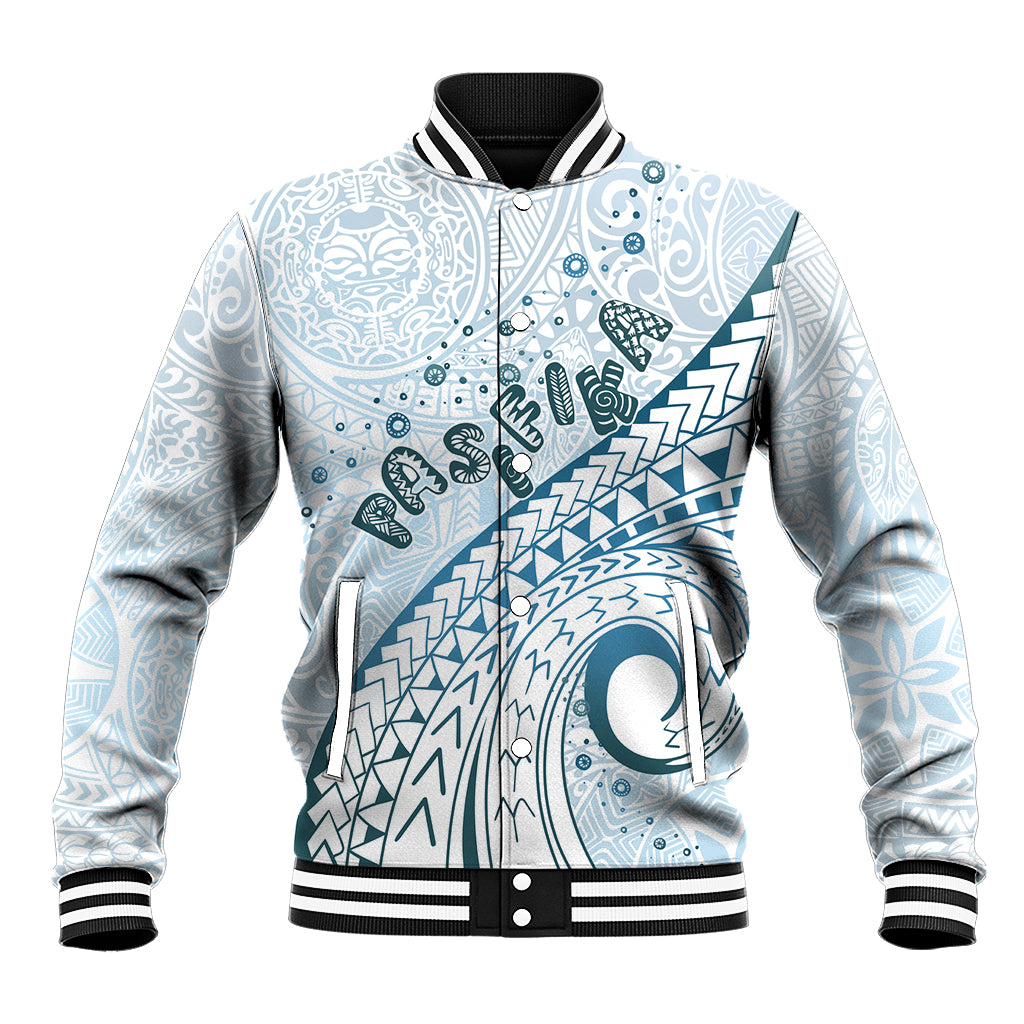 Pasifika Festival Baseball Jacket Tribal Pattern Blue Version LT01 Unisex Blue - Polynesian Pride
