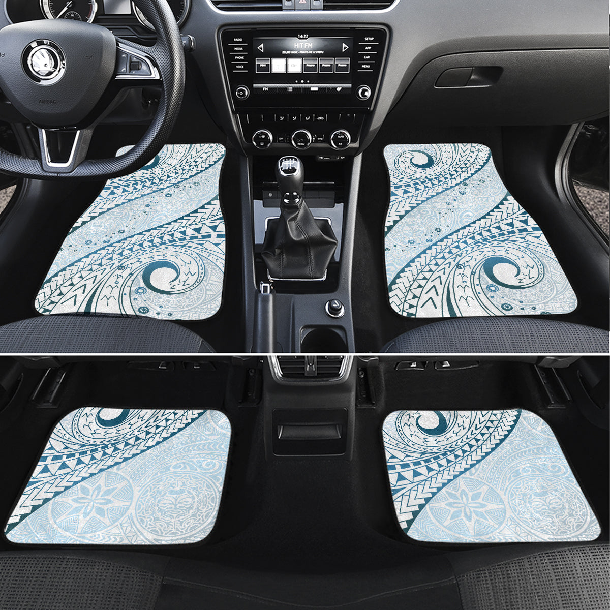 Pasifika Festival Car Mats Tribal Pattern Blue Version LT01 Set 4pcs Blue - Polynesian Pride