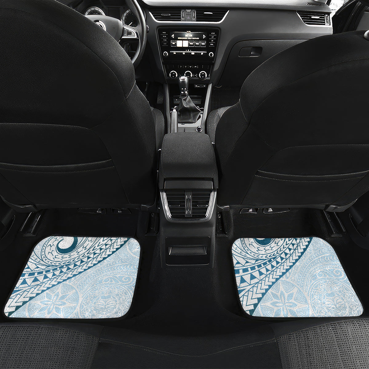 Pasifika Festival Car Mats Tribal Pattern Blue Version LT01 Set 2pcs - Back Blue - Polynesian Pride