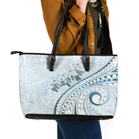 Pasifika Festival Leather Tote Bag Tribal Pattern Blue Version LT01 - Polynesian Pride