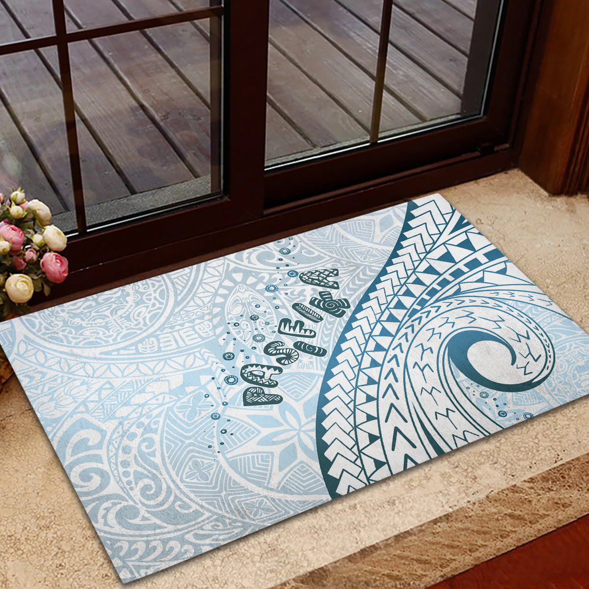 Pasifika Festival Rubber Doormat Tribal Pattern Blue Version LT01 - Polynesian Pride