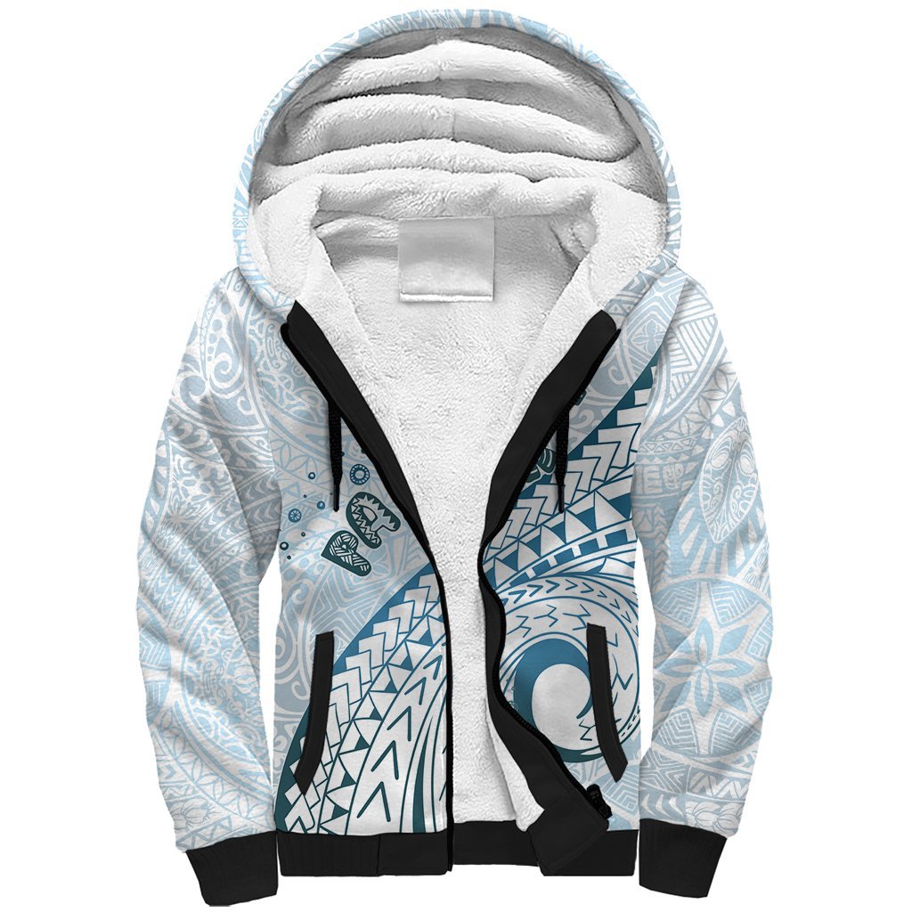 Pasifika Festival Sherpa Hoodie Tribal Pattern Blue Version LT01 Unisex Blue - Polynesian Pride