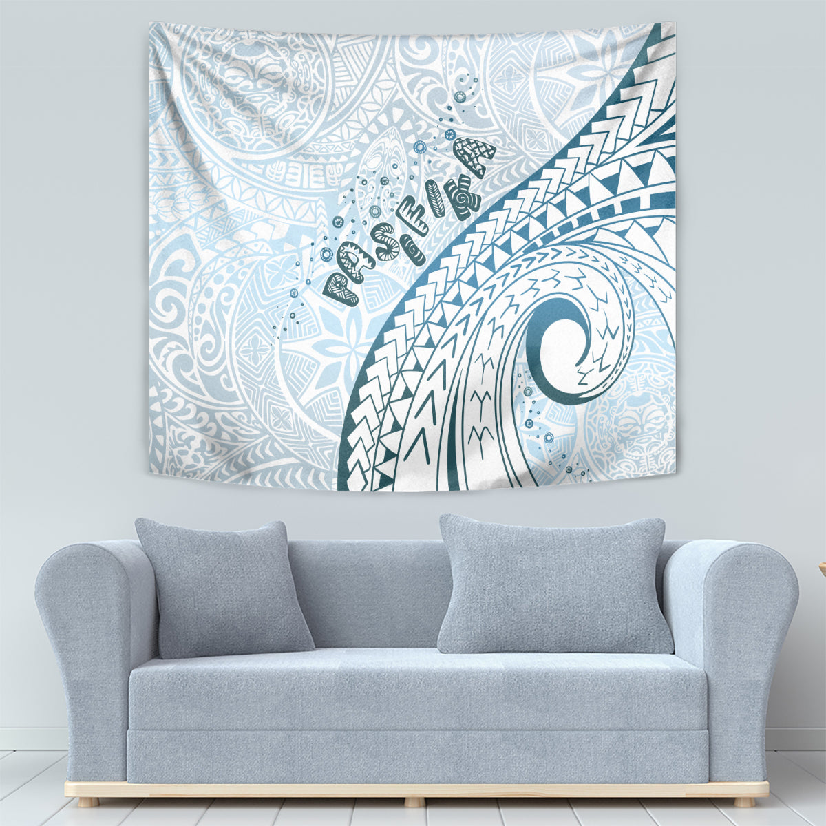 Pasifika Festival Tapestry Tribal Pattern Blue Version LT01 - Polynesian Pride