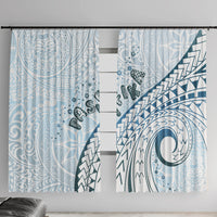 Pasifika Festival Window Curtain Tribal Pattern Blue Version LT01 With Hooks Blue - Polynesian Pride