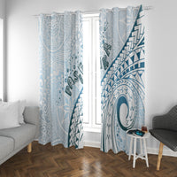Pasifika Festival Window Curtain Tribal Pattern Blue Version LT01 With Grommets Blue - Polynesian Pride