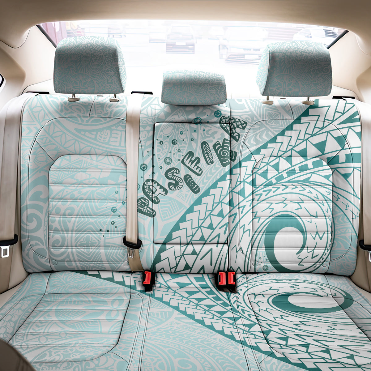 Pasifika Festival Back Car Seat Cover Tribal Pattern Teal Version LT01 - Polynesian Pride