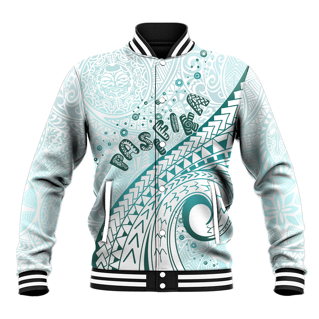 Pasifika Festival Baseball Jacket Tribal Pattern Teal Version LT01 Unisex Teal - Polynesian Pride
