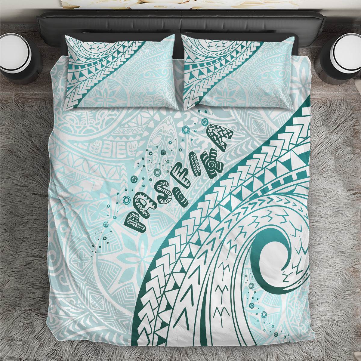 Pasifika Festival Bedding Set Tribal Pattern Teal Version LT01 Teal - Polynesian Pride