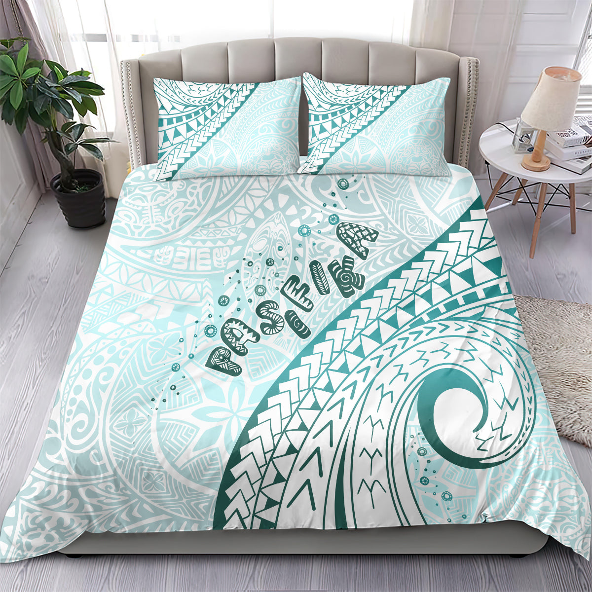 Pasifika Festival Bedding Set Tribal Pattern Teal Version LT01 - Polynesian Pride