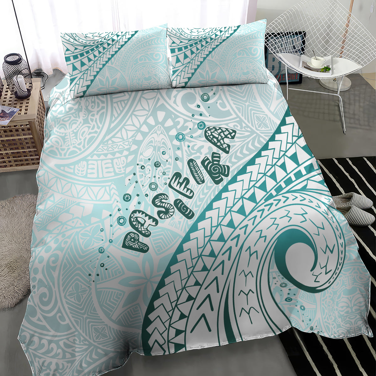 Pasifika Festival Bedding Set Tribal Pattern Teal Version LT01 - Polynesian Pride