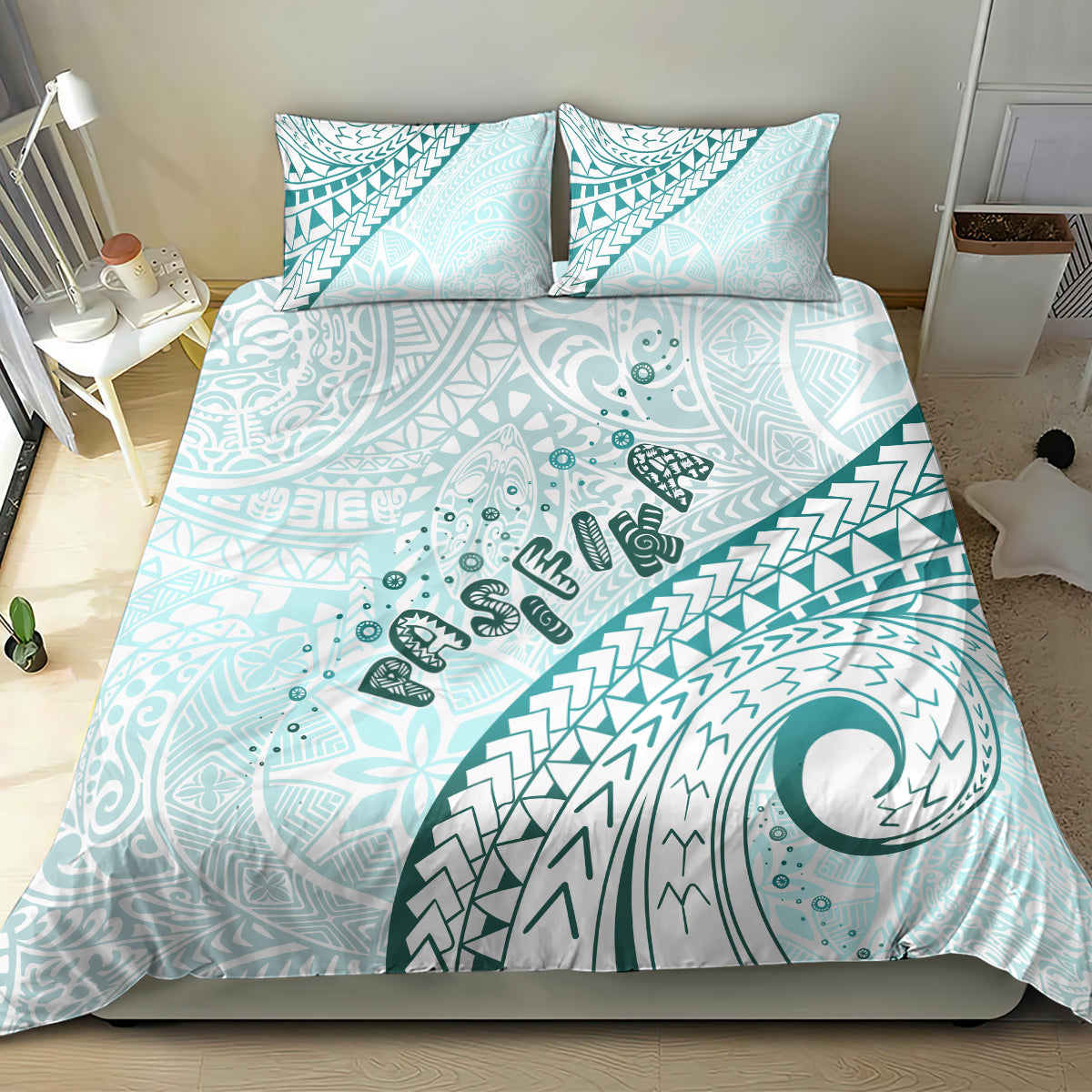 Pasifika Festival Bedding Set Tribal Pattern Teal Version LT01 - Polynesian Pride