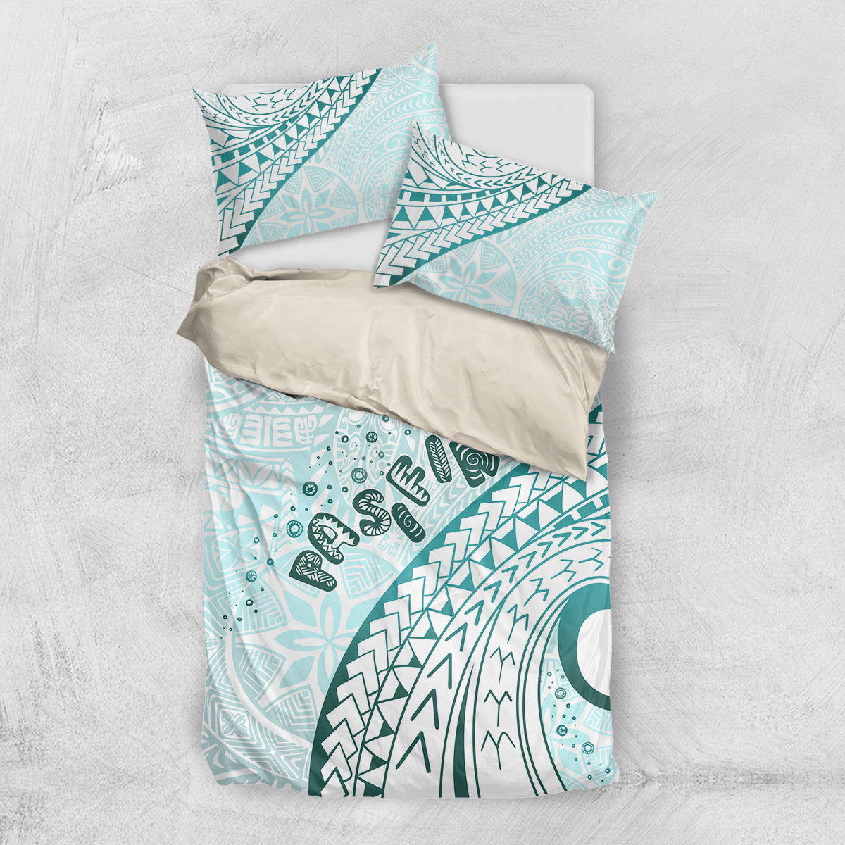 Pasifika Festival Bedding Set Tribal Pattern Teal Version LT01 US Twin 172cm x 218cm Teal - Polynesian Pride