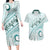 Pasifika Festival Couples Matching Long Sleeve Bodycon Dress and Hawaiian Shirt Tribal Pattern Teal Version LT01 Teal - Polynesian Pride