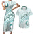 Pasifika Festival Couples Matching Short Sleeve Bodycon Dress and Hawaiian Shirt Tribal Pattern Teal Version LT01 Teal - Polynesian Pride