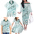 Pasifika Festival Family Matching Off Shoulder Long Sleeve Dress and Hawaiian Shirt Tribal Pattern Teal Version LT01 - Polynesian Pride