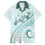 Pasifika Festival Family Matching Puletasi and Hawaiian Shirt Tribal Pattern Teal Version LT01 Dad's Shirt - Short Sleeve Teal - Polynesian Pride