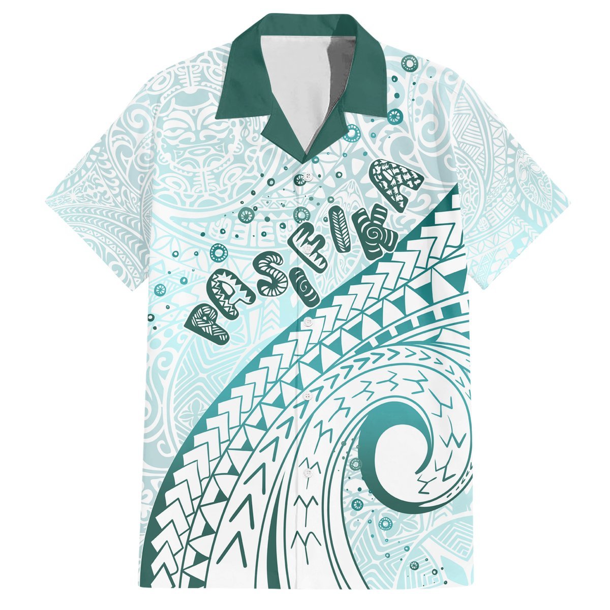 Pasifika Festival Hawaiian Shirt Tribal Pattern Teal Version LT01 Teal - Polynesian Pride