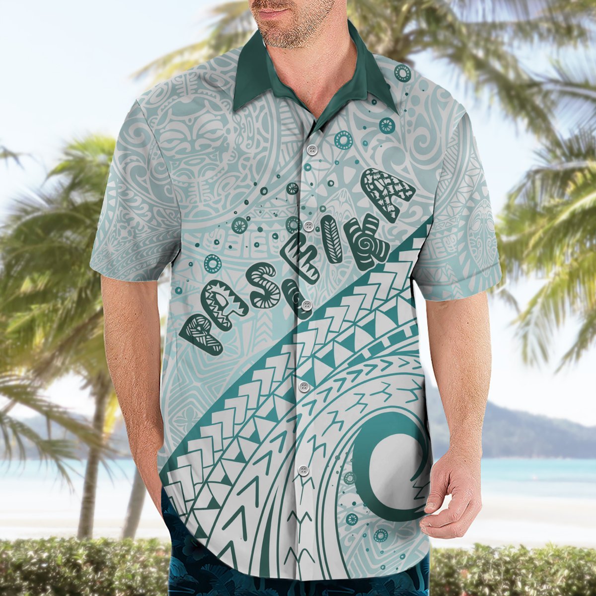 Pasifika Festival Hawaiian Shirt Tribal Pattern Teal Version LT01 - Polynesian Pride