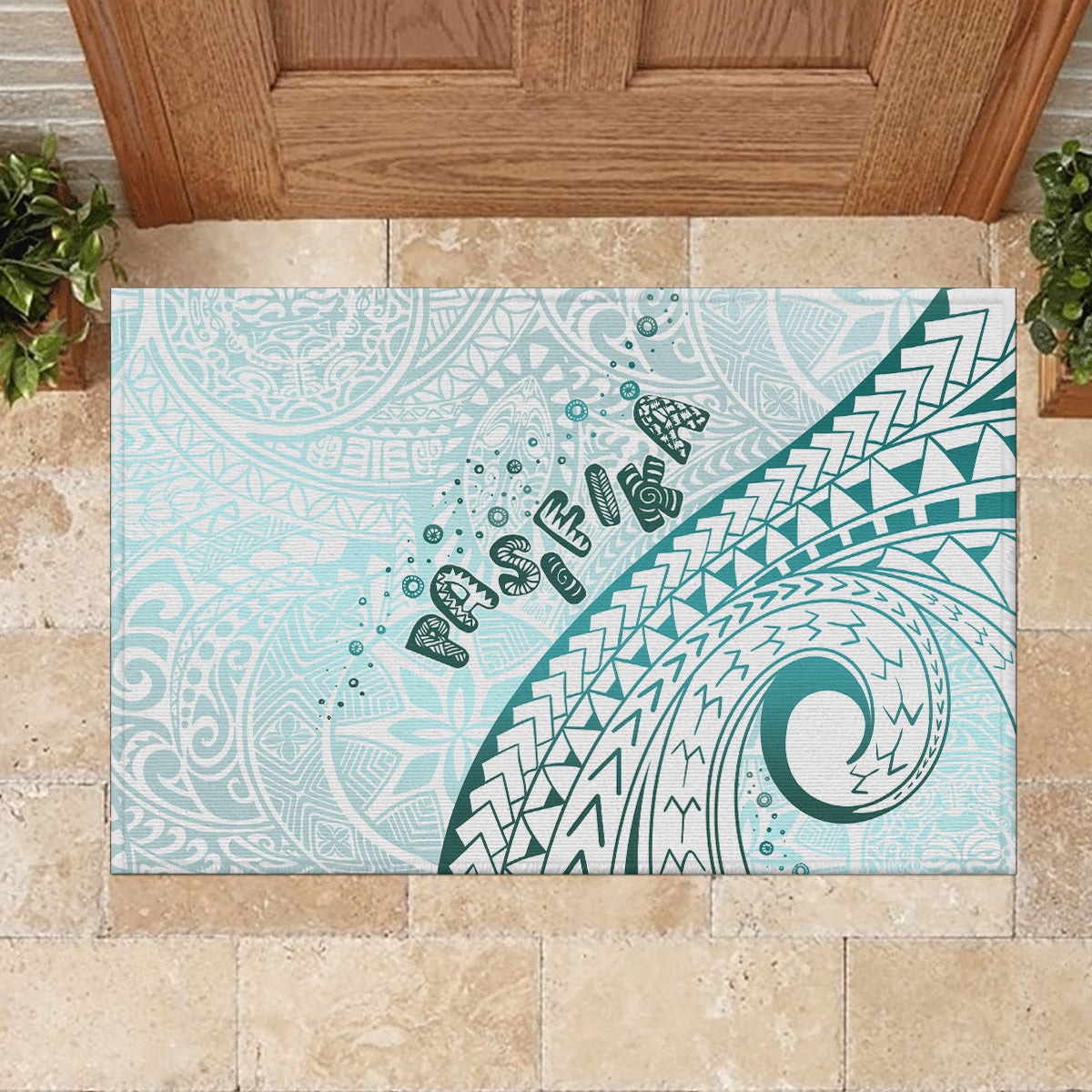 Pasifika Festival Rubber Doormat Tribal Pattern Teal Version LT01 - Polynesian Pride