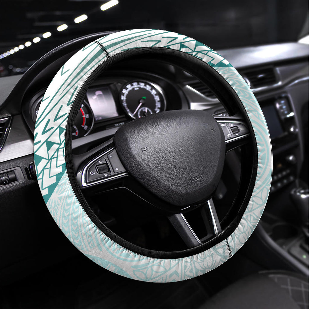 Pasifika Festival Steering Wheel Cover Tribal Pattern Teal Version LT01 Universal Fit Teal - Polynesian Pride