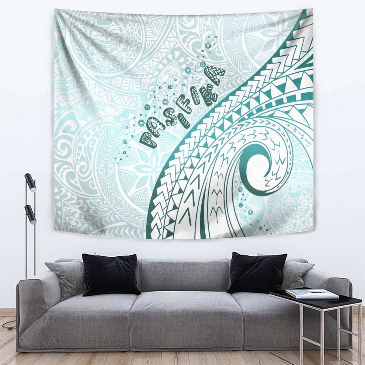 Pasifika Festival Tapestry Tribal Pattern Teal Version LT01 Teal - Polynesian Pride