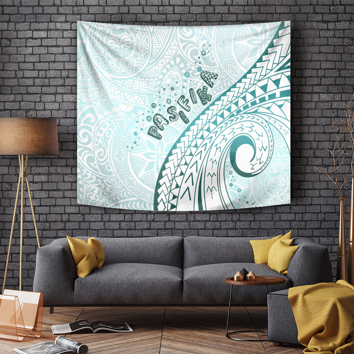Pasifika Festival Tapestry Tribal Pattern Teal Version LT01 - Polynesian Pride