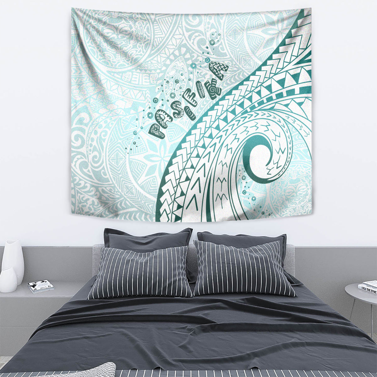 Pasifika Festival Tapestry Tribal Pattern Teal Version LT01 - Polynesian Pride