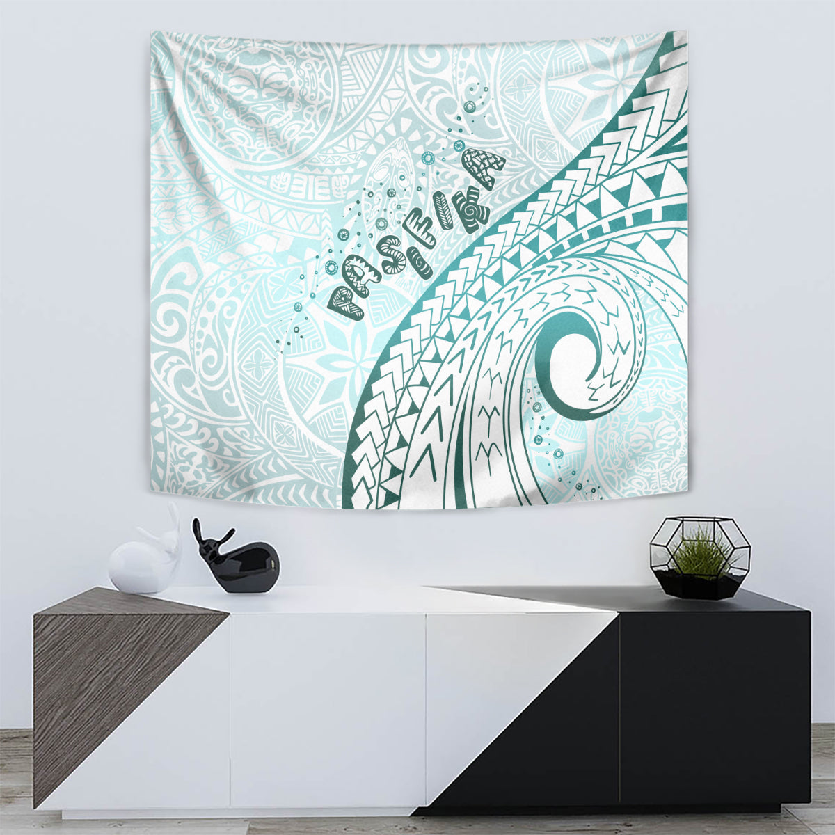 Pasifika Festival Tapestry Tribal Pattern Teal Version LT01 - Polynesian Pride