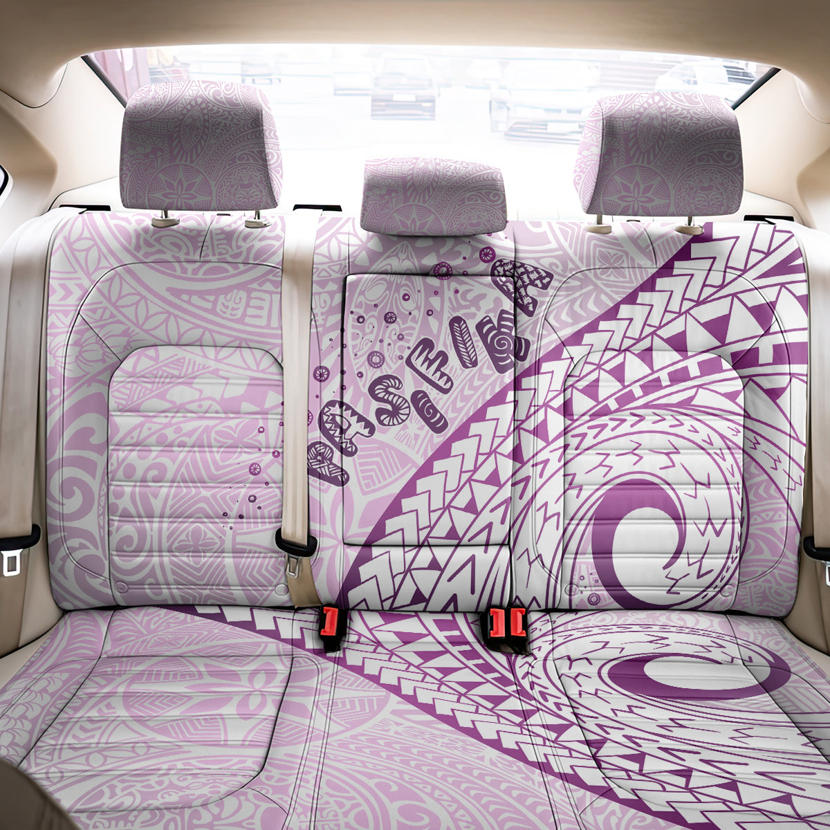 Pasifika Festival Back Car Seat Cover Tribal Pattern Lilac Version LT01 - Polynesian Pride