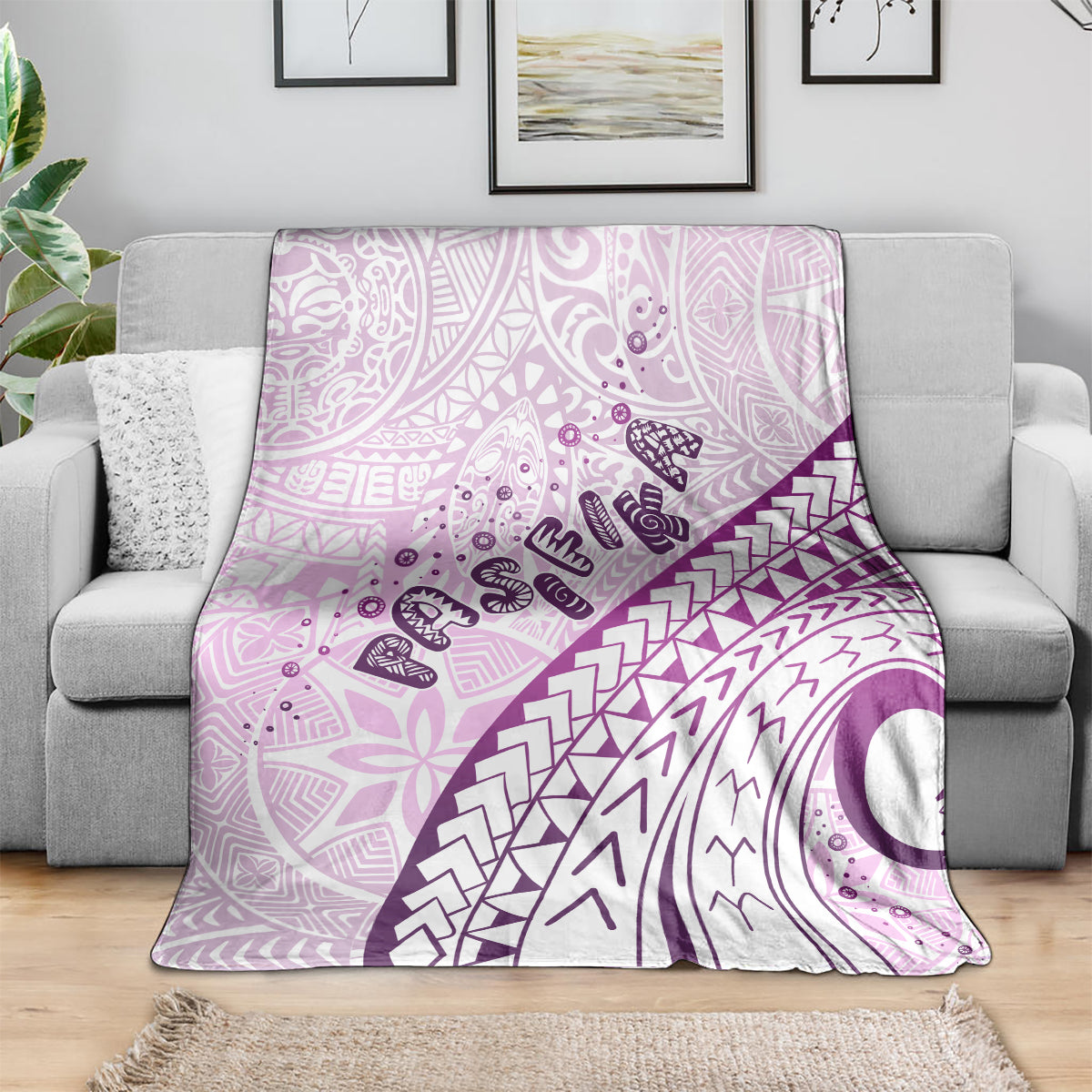 Pasifika Festival Blanket Tribal Pattern Lilac Version LT01 - Polynesian Pride