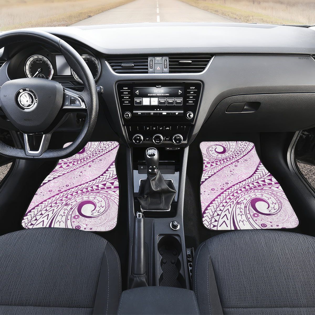 Pasifika Festival Car Mats Tribal Pattern Lilac Version LT01 Set 2pcs - Front Purple - Polynesian Pride