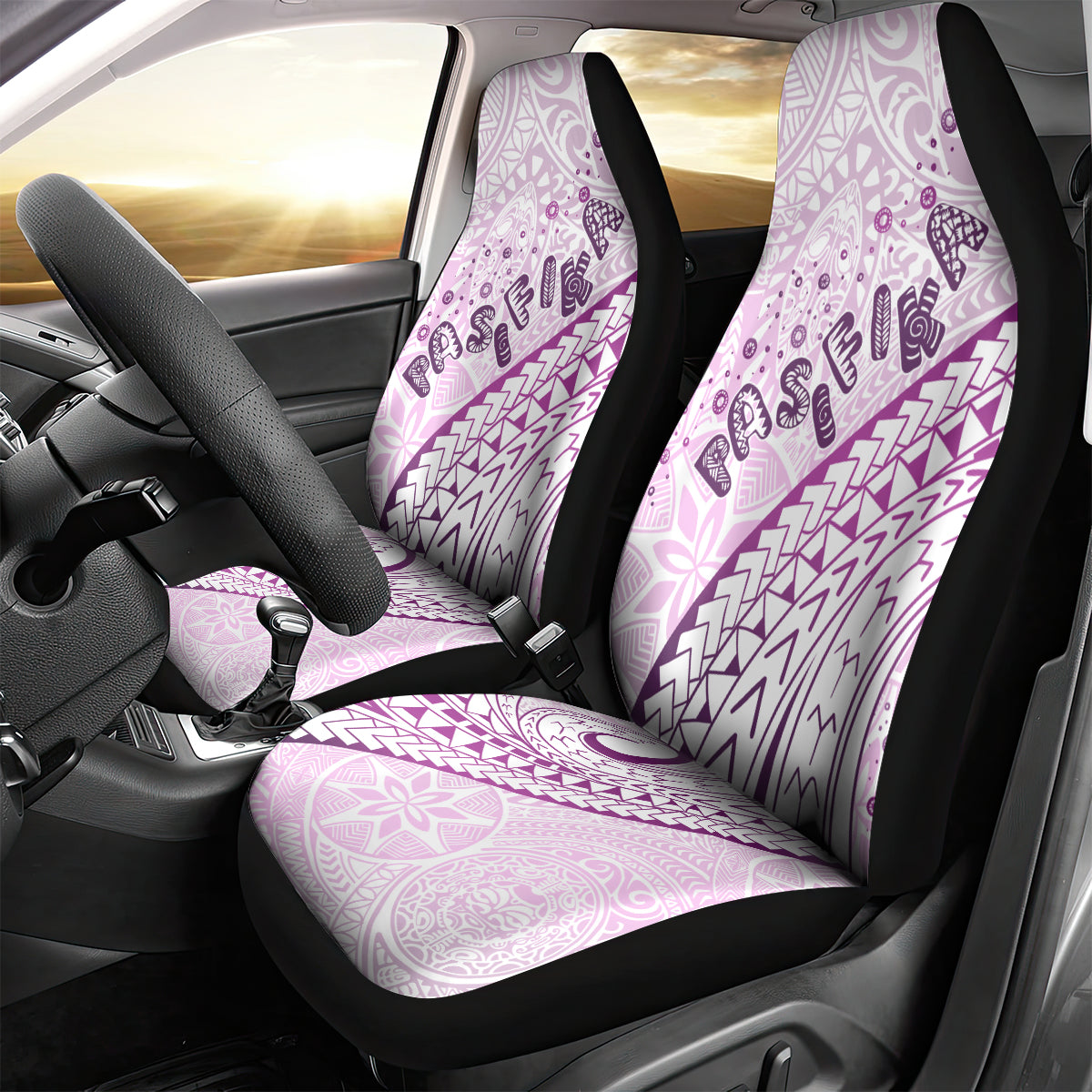Pasifika Festival Car Seat Cover Tribal Pattern Lilac Version LT01 - Polynesian Pride