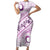 Pasifika Festival Family Matching Short Sleeve Bodycon Dress and Hawaiian Shirt Tribal Pattern Lilac Version LT01 Mom's Dress Purple - Polynesian Pride