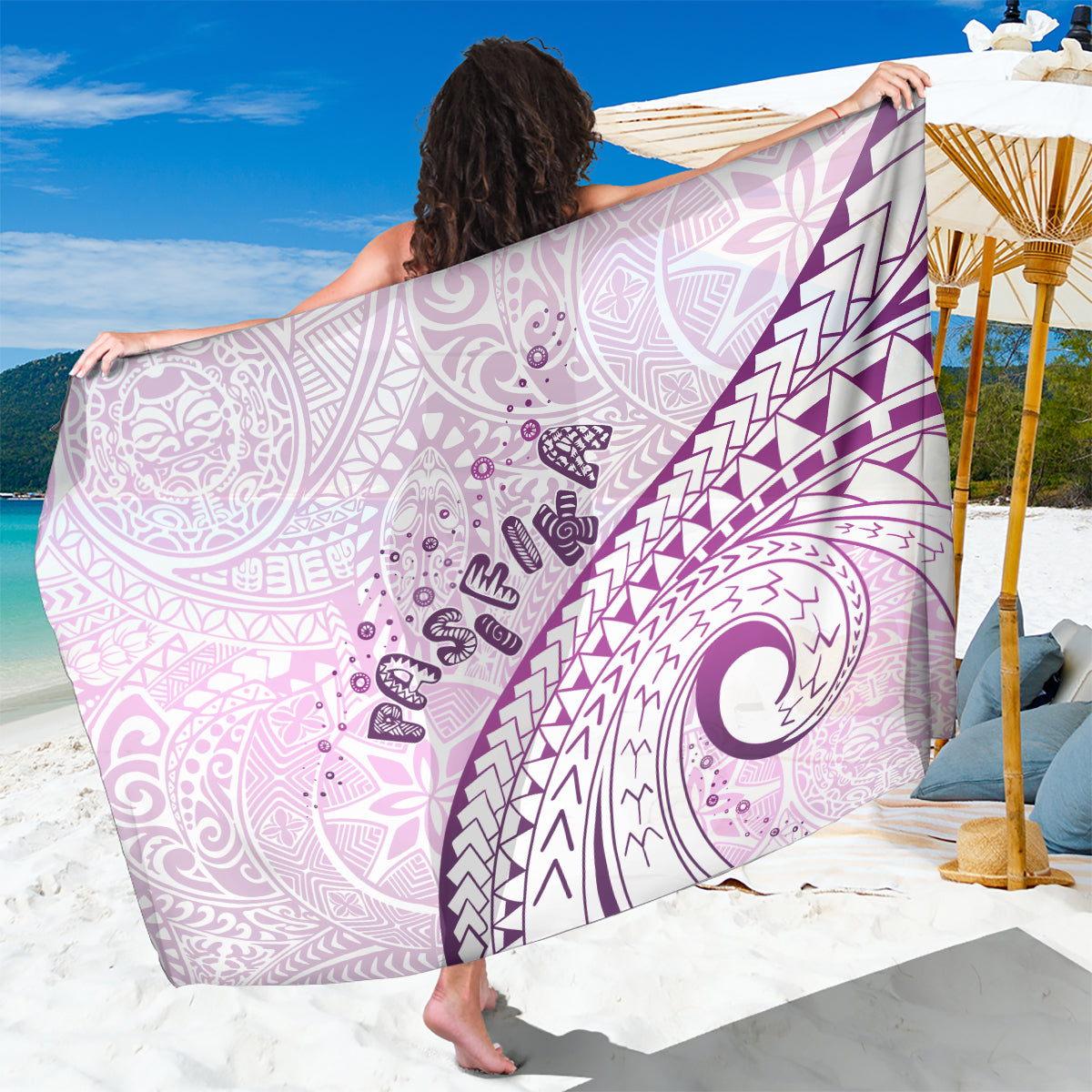Pasifika Festival Sarong Tribal Pattern Lilac Version LT01 One Size 44 x 66 inches Purple - Polynesian Pride