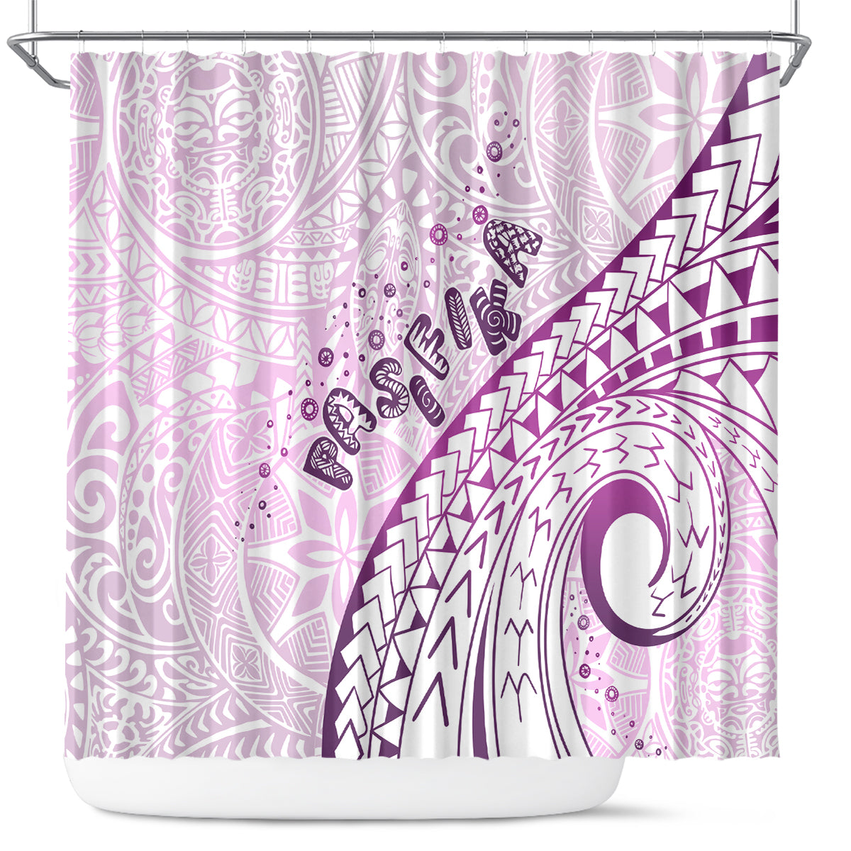 Pasifika Festival Shower Curtain Tribal Pattern Lilac Version