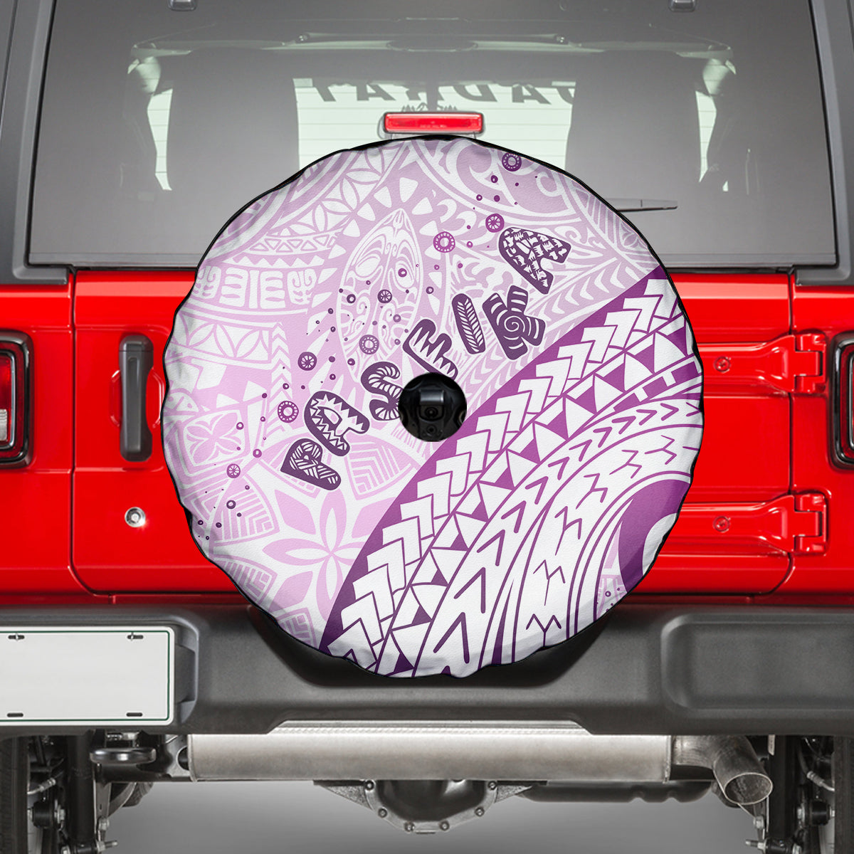 Pasifika Festival Spare Tire Cover Tribal Pattern Lilac Version LT01 - Polynesian Pride