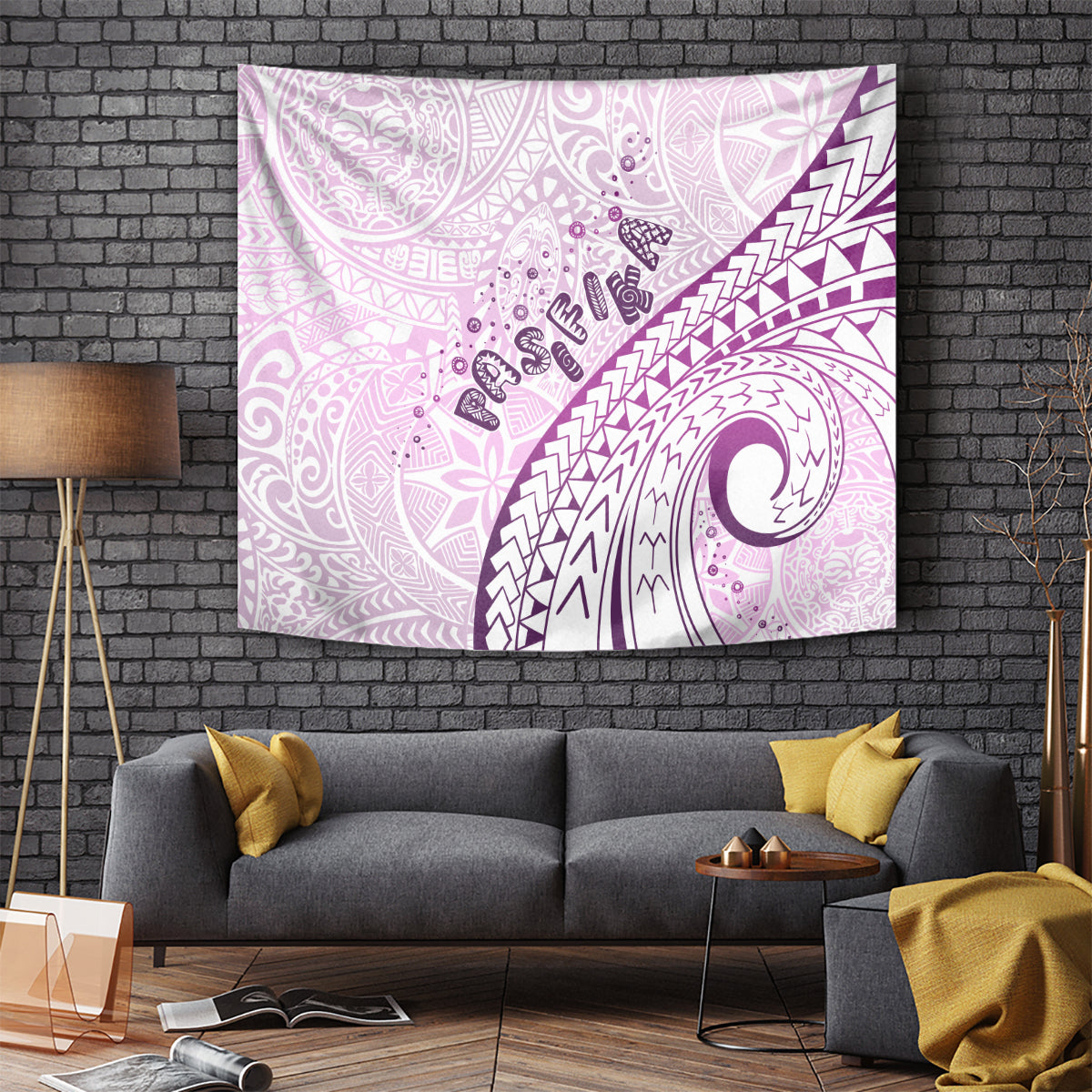 Pasifika Festival Tapestry Tribal Pattern Lilac Version LT01 - Polynesian Pride