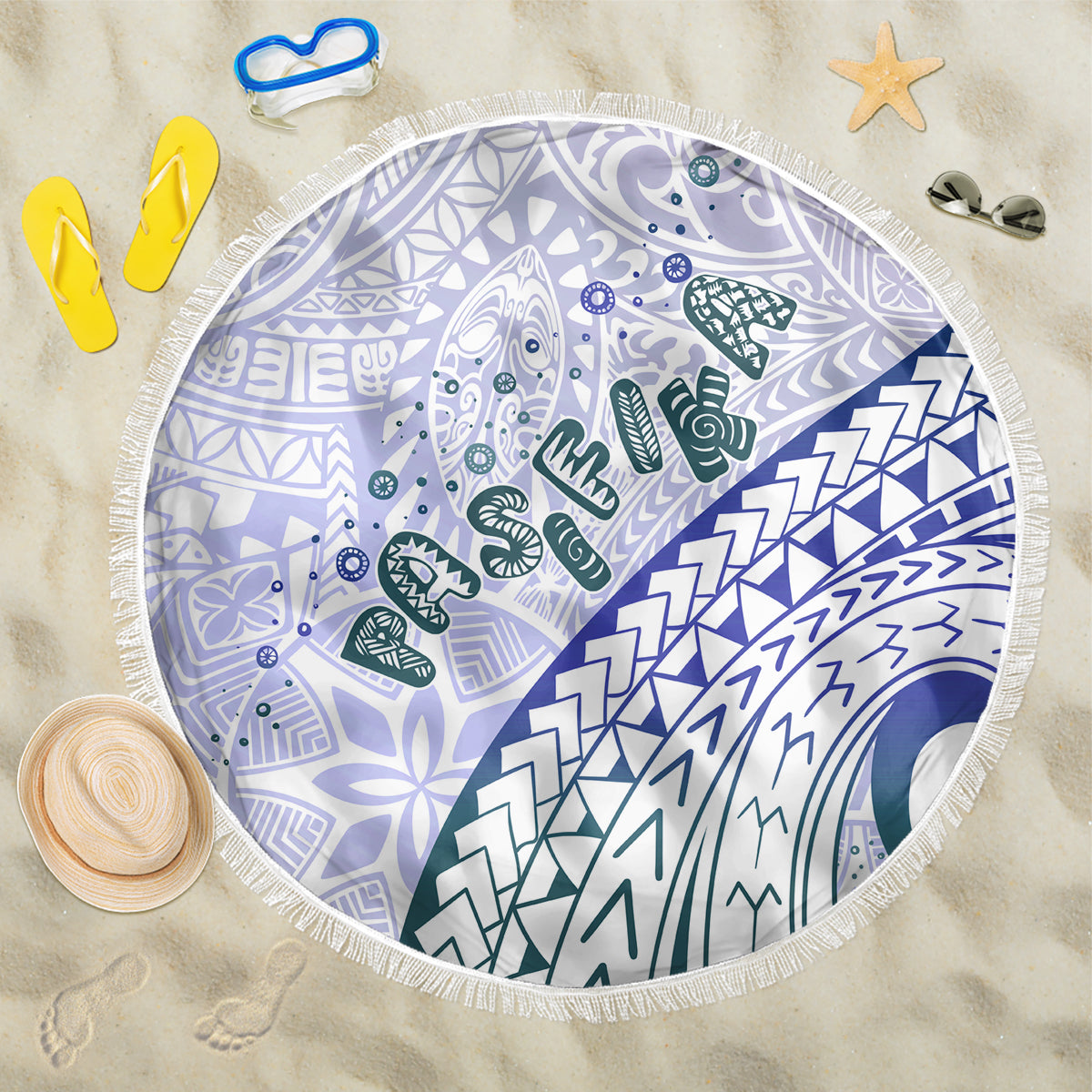 Pasifika Festival Beach Blanket Tribal Pattern Violet Version LT01 One Size 150cm Purple - Polynesian Pride